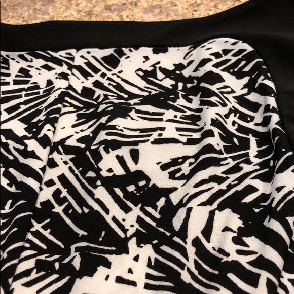 Chaps Petite Fit and Flare Dress Black and White - Picture 10 of 11